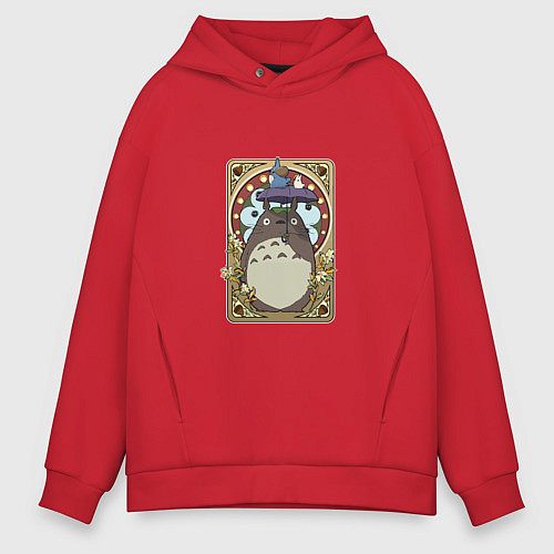 Мужское худи оверсайз Totoro card / Красный – фото 1