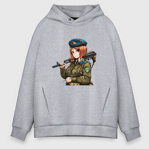 Мужское худи оверсайз Девушка в форме / Меланж – фото 1
