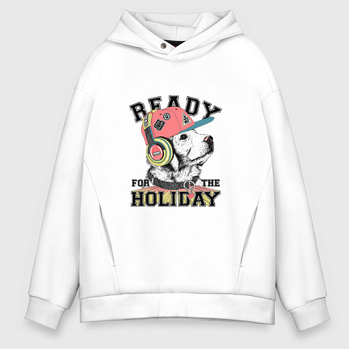 Мужское худи оверсайз Ready for the holiday / Белый – фото 1
