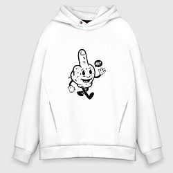 Толстовка оверсайз мужская Палец приветствует, цвет: белый