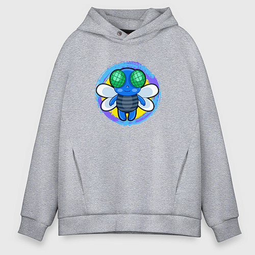 Мужское худи оверсайз Мультяшная муха / Меланж – фото 1