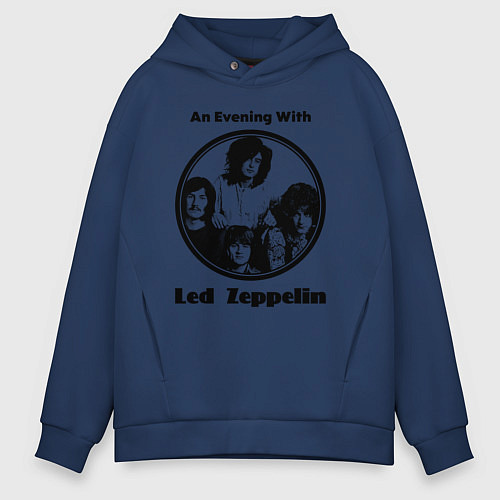 Мужское худи оверсайз Led Zeppelin retro / Тёмно-синий – фото 1