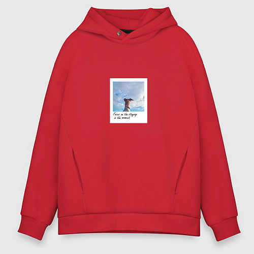 Мужское худи оверсайз Пёс мечтатель / Красный – фото 1