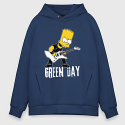 Толстовка оверсайз мужская Green Day Барт Симпсон рокер, цвет: тёмно-синий