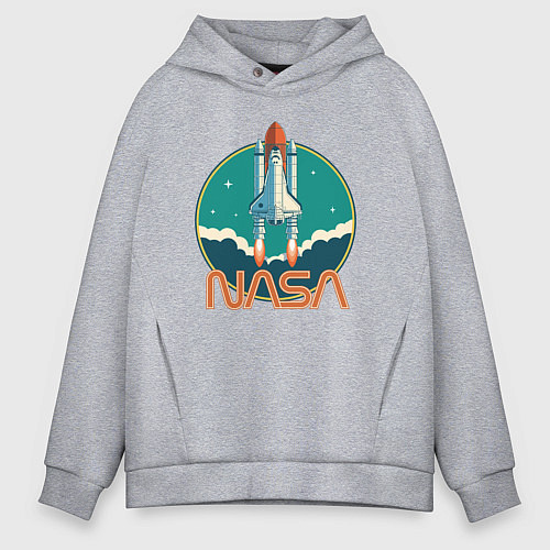 Мужское худи оверсайз NASA Ship / Меланж – фото 1