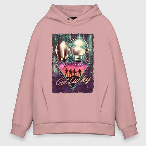 Мужское худи оверсайз Duft Punk get lucky / Пыльно-розовый – фото 1