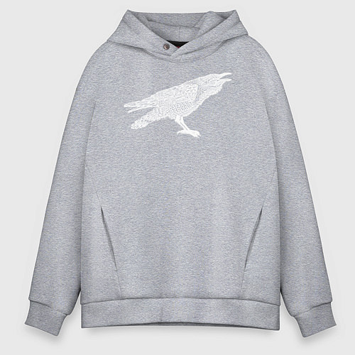 Мужское худи оверсайз Белый ворон / Меланж – фото 1