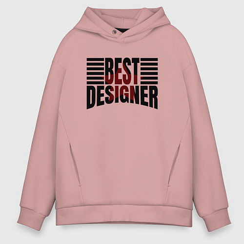 Мужское худи оверсайз Best designer и линии / Пыльно-розовый – фото 1