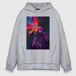 Толстовка оверсайз мужская Disco Elysium - Взрыв мозга, цвет: меланж