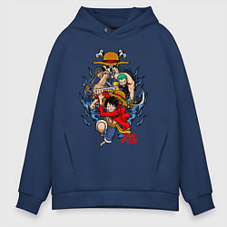 Толстовка оверсайз мужская One Piece run, цвет: тёмно-синий