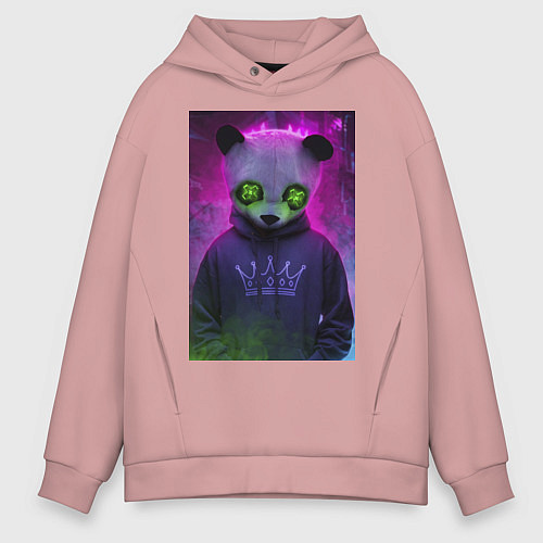 Мужское худи оверсайз Панда в розовом дыму / Пыльно-розовый – фото 1
