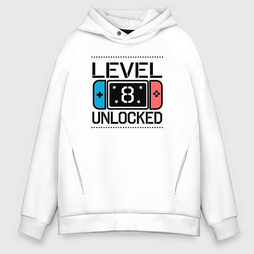 Мужское худи оверсайз Level 8 unlocked / Белый – фото 1