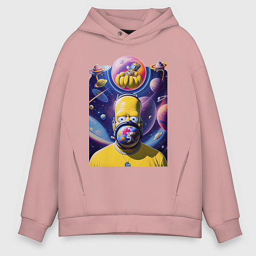 Мужское худи оверсайз Гомер Симпсон титан - поглотил планету / Пыльно-розовый – фото 1