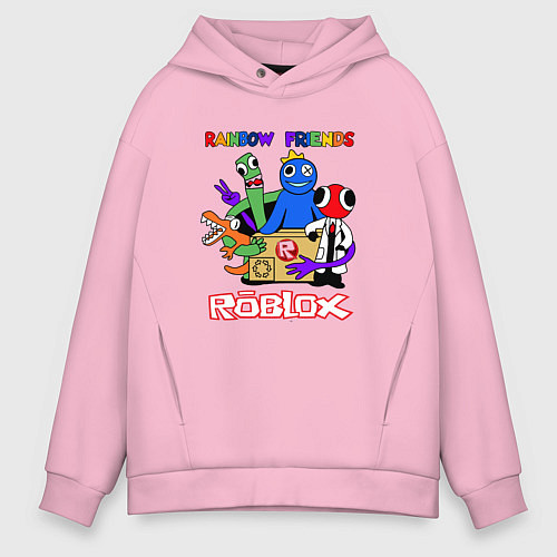 Мужское худи оверсайз Радужные друзья - монстры Роблокс / Светло-розовый – фото 1