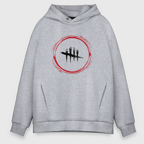 Мужское худи оверсайз Символ Dead by Daylight и красная краска вокруг / Меланж – фото 1