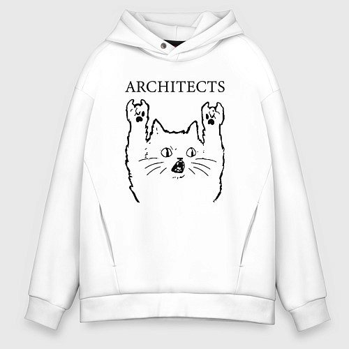 Мужское худи оверсайз Architects - rock cat / Белый – фото 1