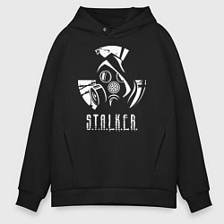 Толстовка оверсайз мужская STALKER противогаз, цвет: черный