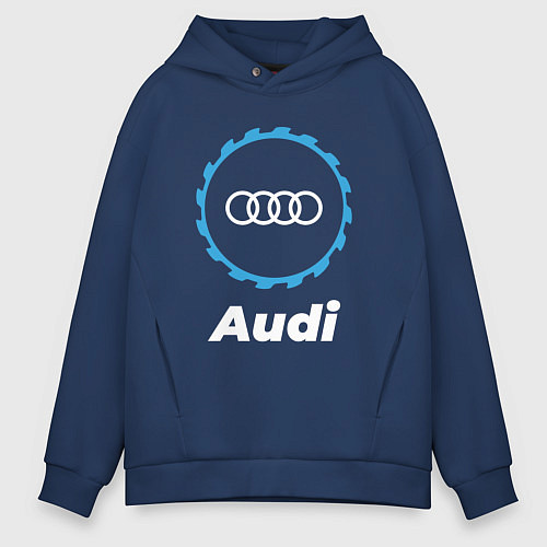 Мужское худи оверсайз Audi в стиле Top Gear / Тёмно-синий – фото 1