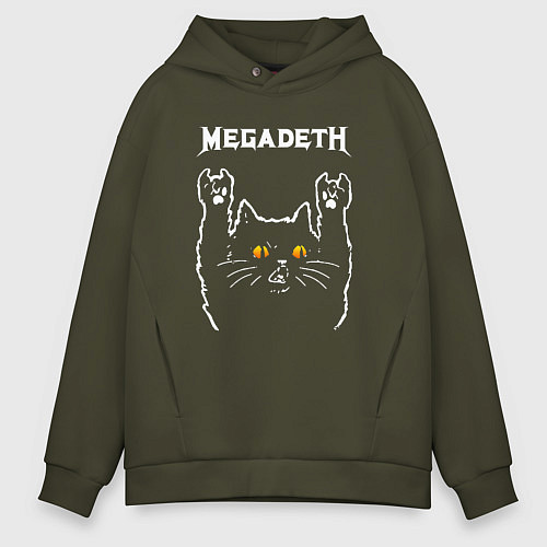 Мужское худи оверсайз Megadeth rock cat / Хаки – фото 1