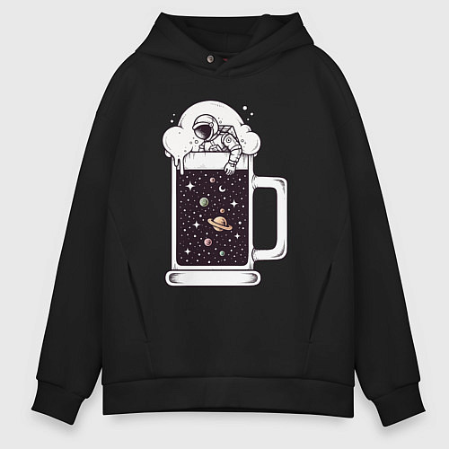 Мужское худи оверсайз Space beer / Черный – фото 1