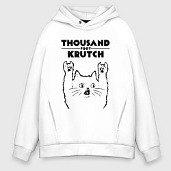 Толстовка оверсайз мужская Thousand Foot Krutch - rock cat, цвет: белый
