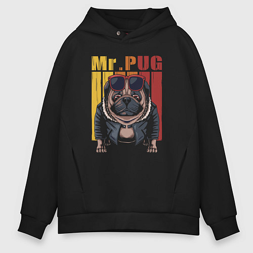 Мужское худи оверсайз Mr pug / Черный – фото 1