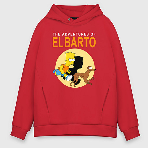 Мужское худи оверсайз Adventures of El Barto / Красный – фото 1