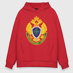 Толстовка оверсайз мужская Пограничные войска - герб, цвет: красный