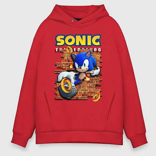 Мужское худи оверсайз Соник ёж / Красный – фото 1