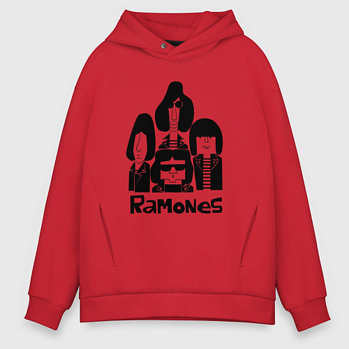Мужское худи оверсайз Ramones панк рок группа / Красный – фото 1