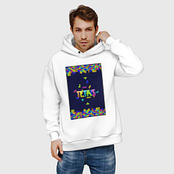 Толстовка оверсайз мужская Тетрис цветной, цвет: белый — фото 2