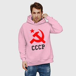 Толстовка оверсайз мужская СССР стиль, цвет: светло-розовый — фото 2