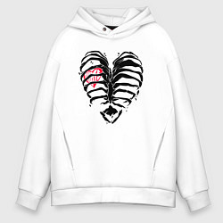 Толстовка оверсайз мужская Black ribs with a heart inside, цвет: белый