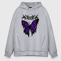 Толстовка оверсайз мужская Gothic black butterfly, цвет: меланж