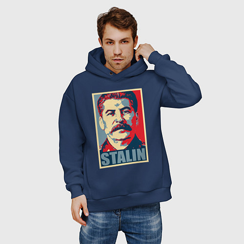 Мужское худи оверсайз Stalin USSR / Тёмно-синий – фото 3