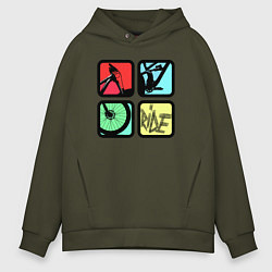 Толстовка оверсайз мужская Кататься, цвет: хаки