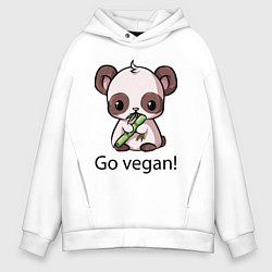 Толстовка оверсайз мужская Go vegan - motto, цвет: белый