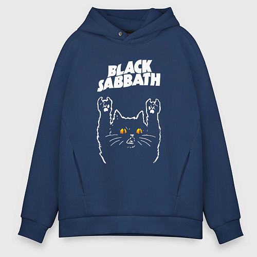 Мужское худи оверсайз Black Sabbath rock cat / Тёмно-синий – фото 1