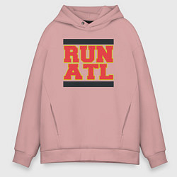Толстовка оверсайз мужская Run Atlanta Hawks, цвет: пыльно-розовый