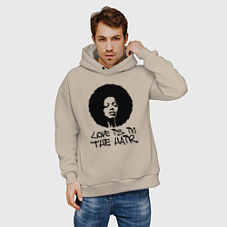 Толстовка оверсайз мужская Любовь в волосах, цвет: миндальный — фото 2