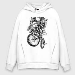 Толстовка оверсайз мужская Extreme bones BMX, цвет: белый