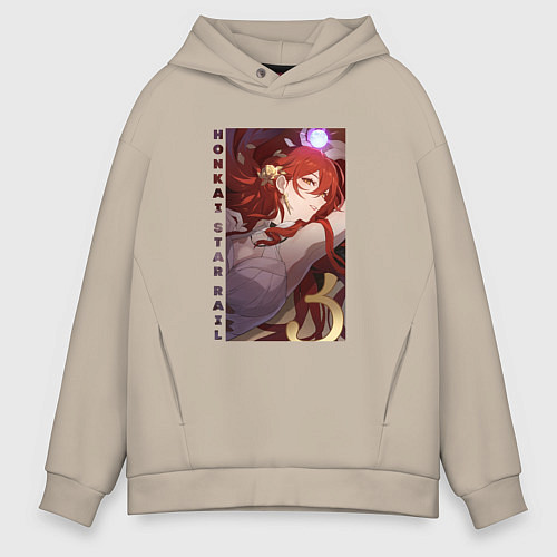 Мужское худи оверсайз Рыжеволосая Химеко / Миндальный – фото 1