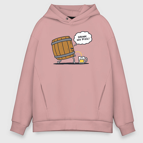 Мужское худи оверсайз Drink my piss / Пыльно-розовый – фото 1