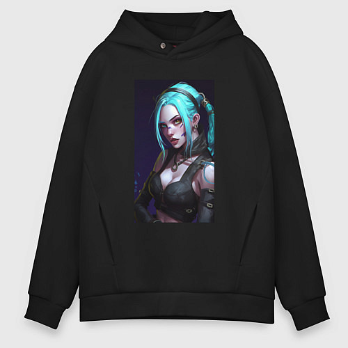 Мужское худи оверсайз Fantasy Jinx Arcane League of Legends / Черный – фото 1