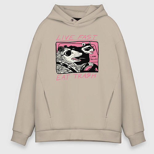 Мужское худи оверсайз Trash Life / Миндальный – фото 1