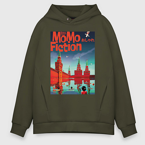 Мужское худи оверсайз MoMo - детский пляж на Красной площади в Москве / Хаки – фото 1