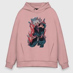 Толстовка оверсайз мужская Огненный Габимару, цвет: пыльно-розовый