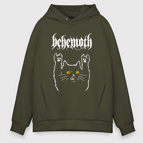 Мужское худи оверсайз Behemoth rock cat / Хаки – фото 1