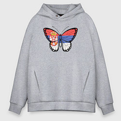 Толстовка оверсайз мужская Бабочка Сербия, цвет: меланж