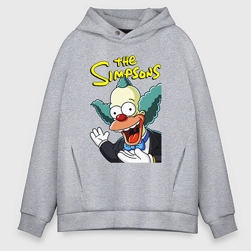 Мужское худи оверсайз Krusty the clown / Меланж – фото 1